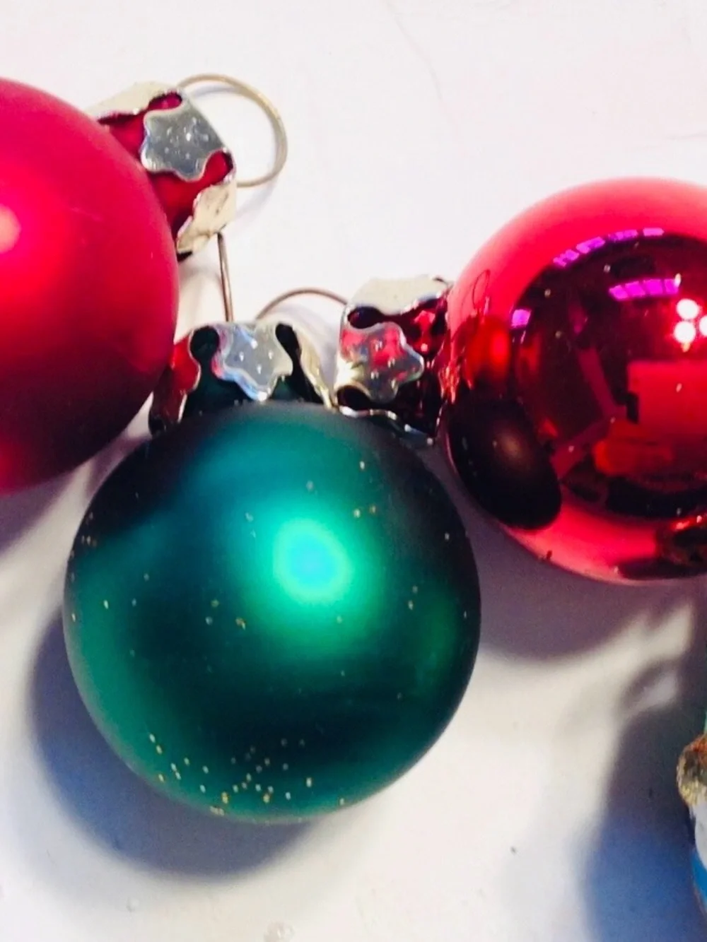 Glass Christmas Ornament Lot of 7 Mini Balls Toy Soldiers Vintage